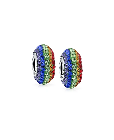Bling Jewelry Set of 2 Colorful Crystal Bead Charm Lgbtq Rainbow Spacer for European Bracelet