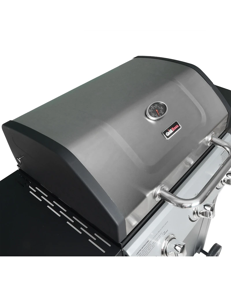 Grill Boss 27,000 Btu 3 Burner Propane Gas Grill w/Wheels, Cover, & Side Shelves