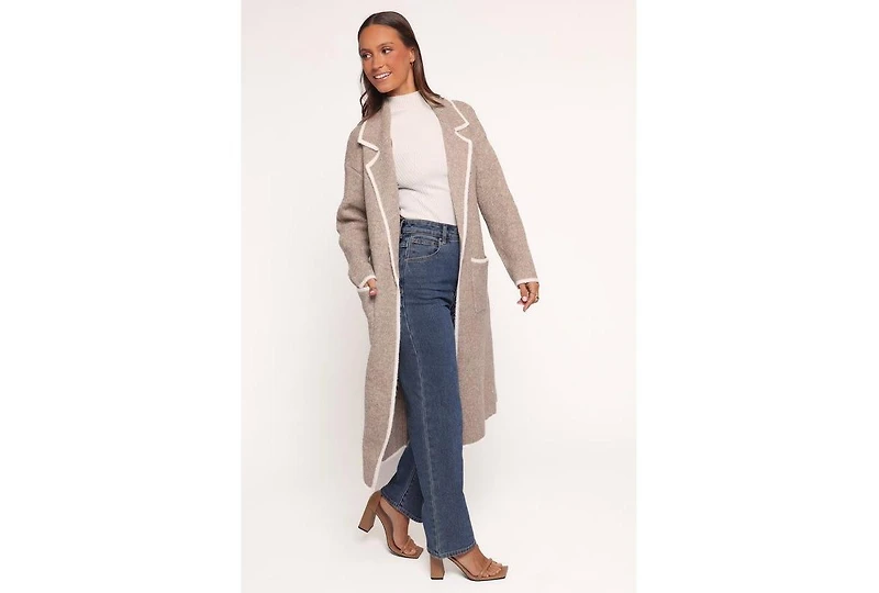 Petal and Pup Women's Katia Contrast Trim Coatigan - Beige S/M