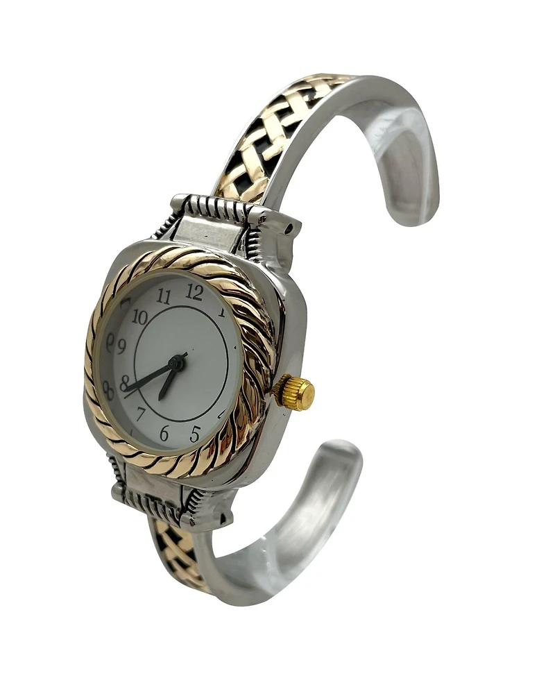 Olivia Pratt Detailed Elegant Metal Cuff Women Watch, Two Tone