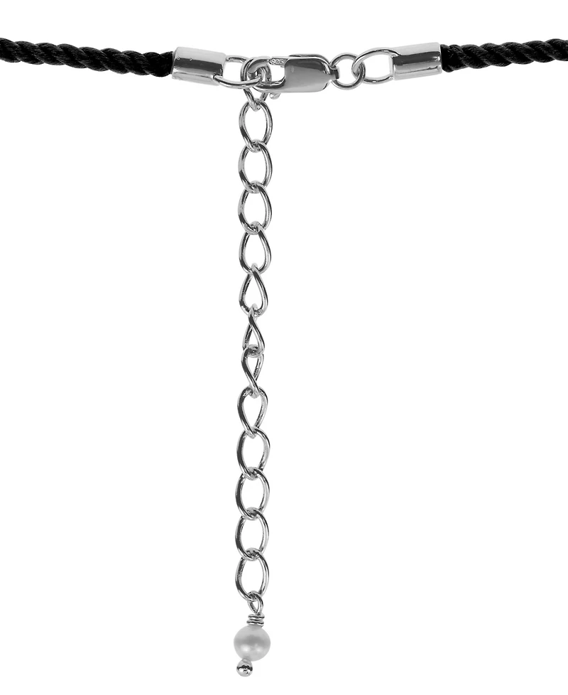 Macy's Cultured Baroque Pearl (12-13mm) Black Cord Necklace in Sterling Silver