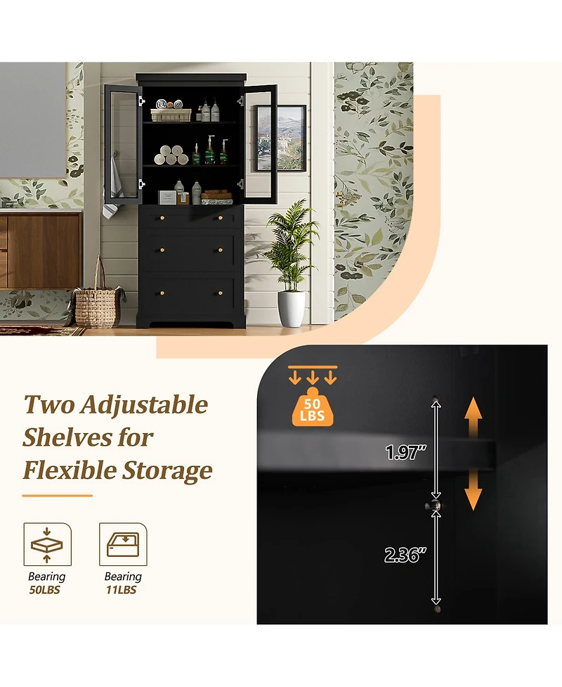 Lovmor 70inch Modern High Freestanding Tall Bathroom Cabinet for Bathroom Living Room Kitchen Storage