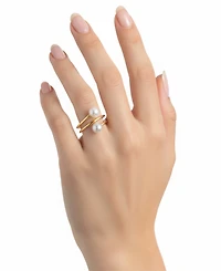 Macy's Cultured Freshwater Pearl (3.5-4mm) Ring in Sterling Silver with 14k Gold Plating