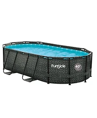 Funsicle 13' x 8' x 39.5" Oasis Designer Oval Swimming Pool, Dark Herringbone