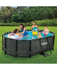 Funsicle Oasis 9'10" x 6'7" Oval Above Ground Swimming Pool, Dark Herringbone