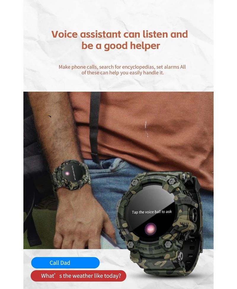 Ruxing smart Outdoor Adventure Waterproof Smart watch with Bluetooth Calling and Compass