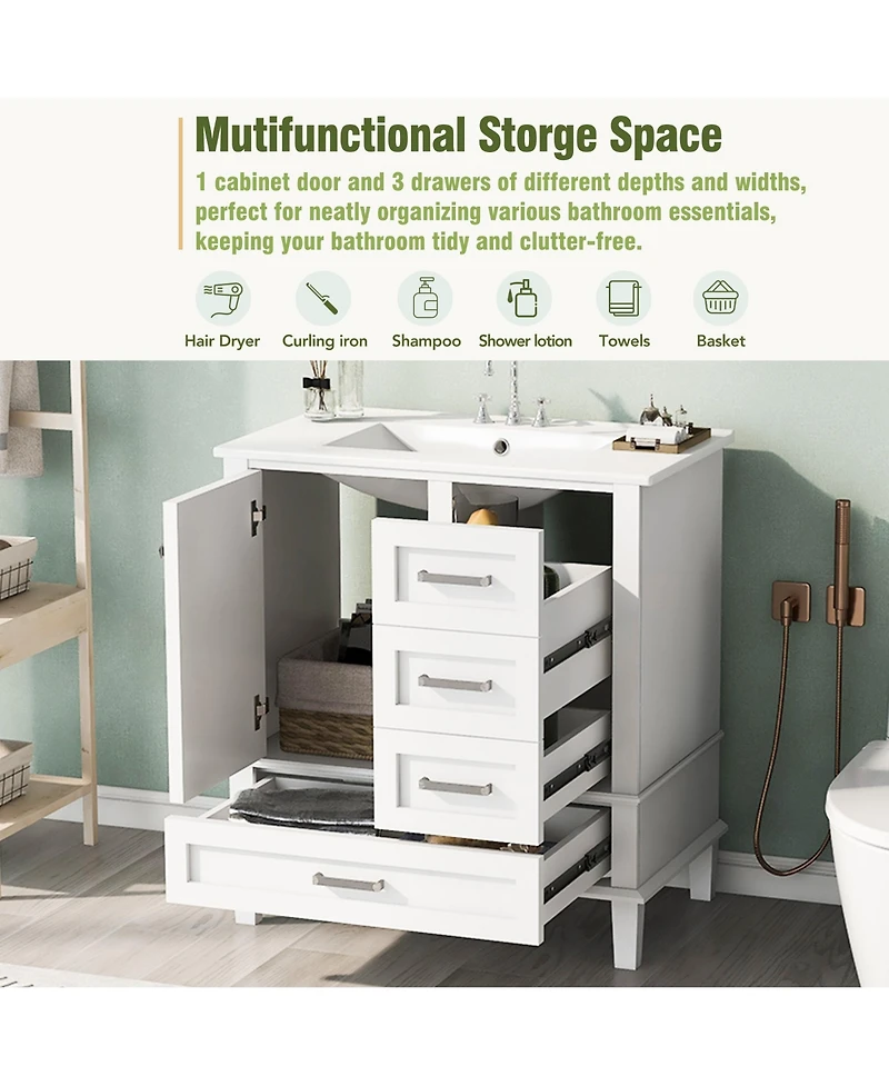 Lovmor 30inch Bathroom Vanity Modern Bathroom Cabinet with Sink Combo Set Bathroom Storage Cabinet with a Soft Closing Door
