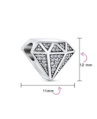 Bling Jewelry 3D Sparkling Shape Charm Bead Pave Cz .925 Sterling Silver Fits European Bracelet