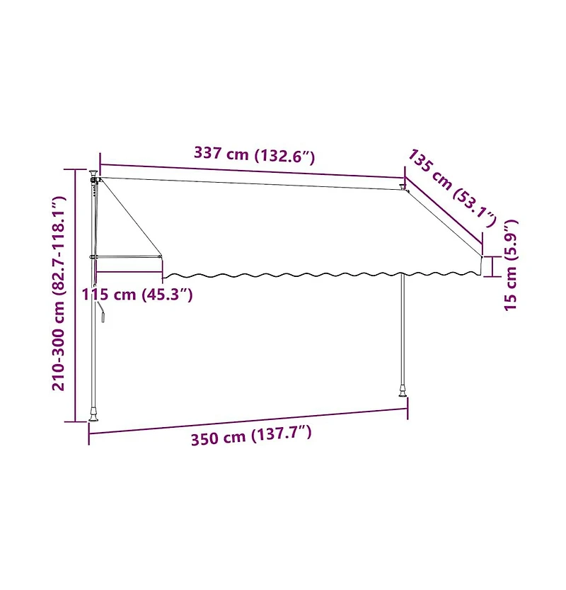 Retractable Awning Orange and Brown Polyester with Pu coating, Steel
