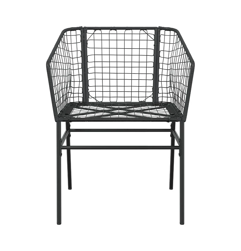 Garden Chair Black Pe Rattan, Powder-Coated Steel Durable