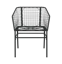 Garden Chair Black Pe Rattan, Powder-Coated Steel Durable