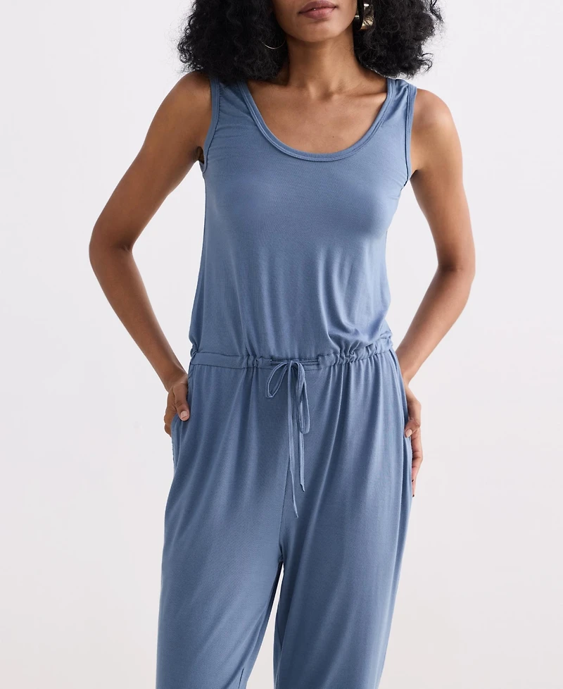 Reistor Women's Relaxed Drawstring Jumpsuit in Blue