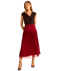 Vince Camuto Women's Pleated Pull On Midi Skirt