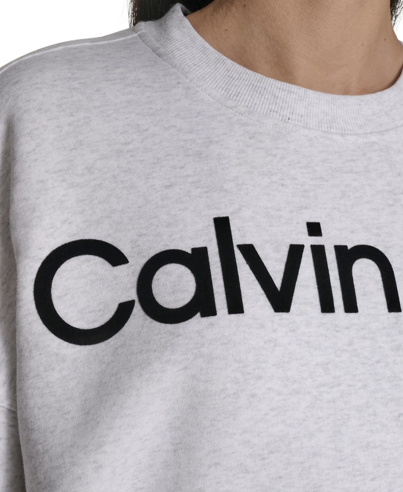 Calvin Klein Women's Performance Flocked Logo Pull-On Sweatshirt