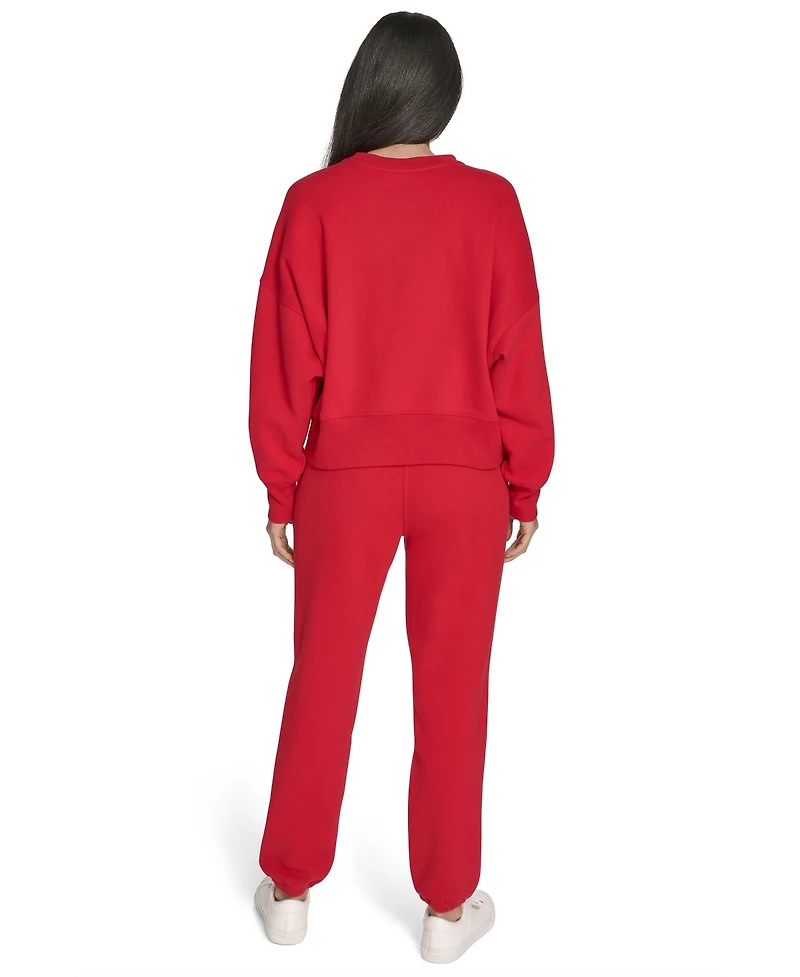Calvin Klein Women's Performance Flocked Logo Pull-On Sweatshirt