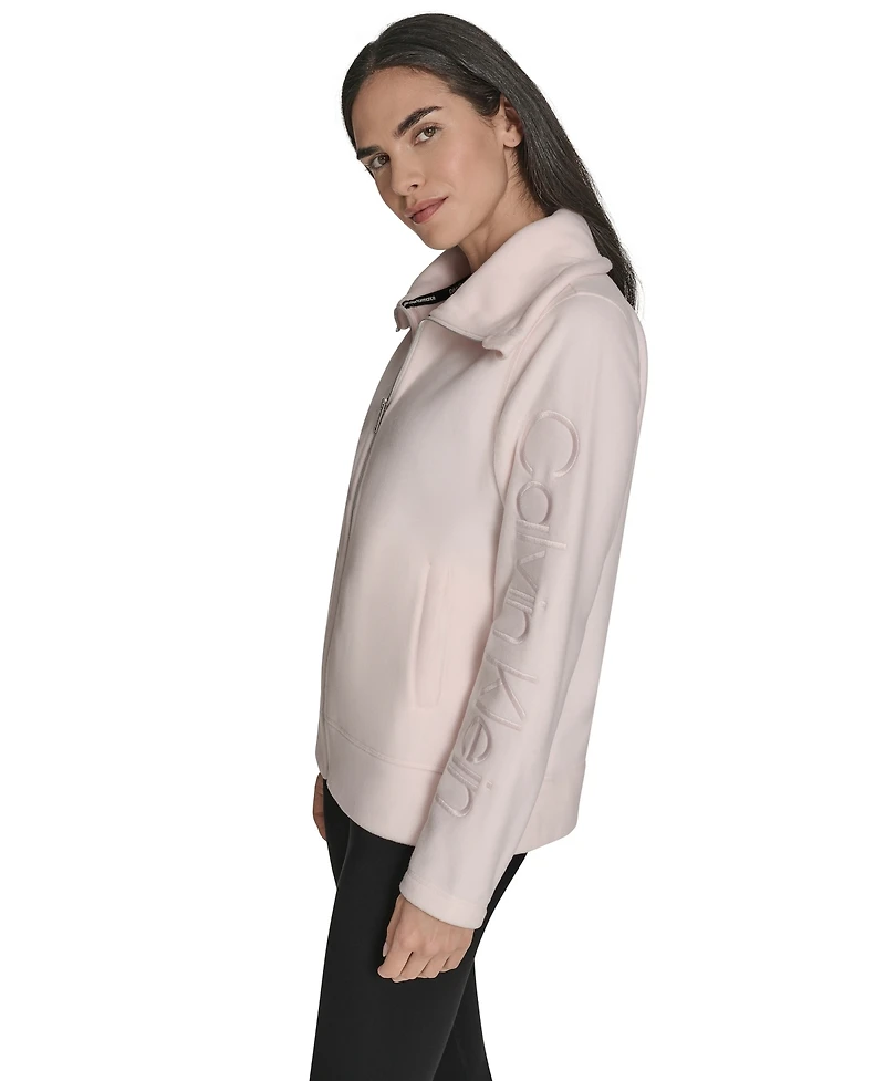 Calvin Klein Women's Active Tech Fleece Mock-Neck Jacket