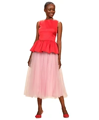 Isaac Mizrahi Women's Satin Peplum Sleeveless Top