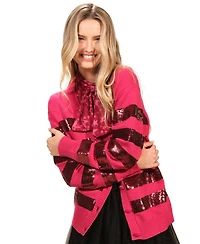 Isaac Mizrahi Women's Long Sleeve Striped Cardigan Sweater