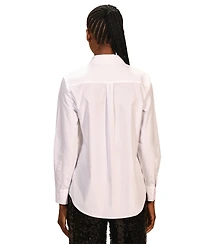 Isaac Mizrahi Women's Embellished Poplin Long Sleeves Shirt