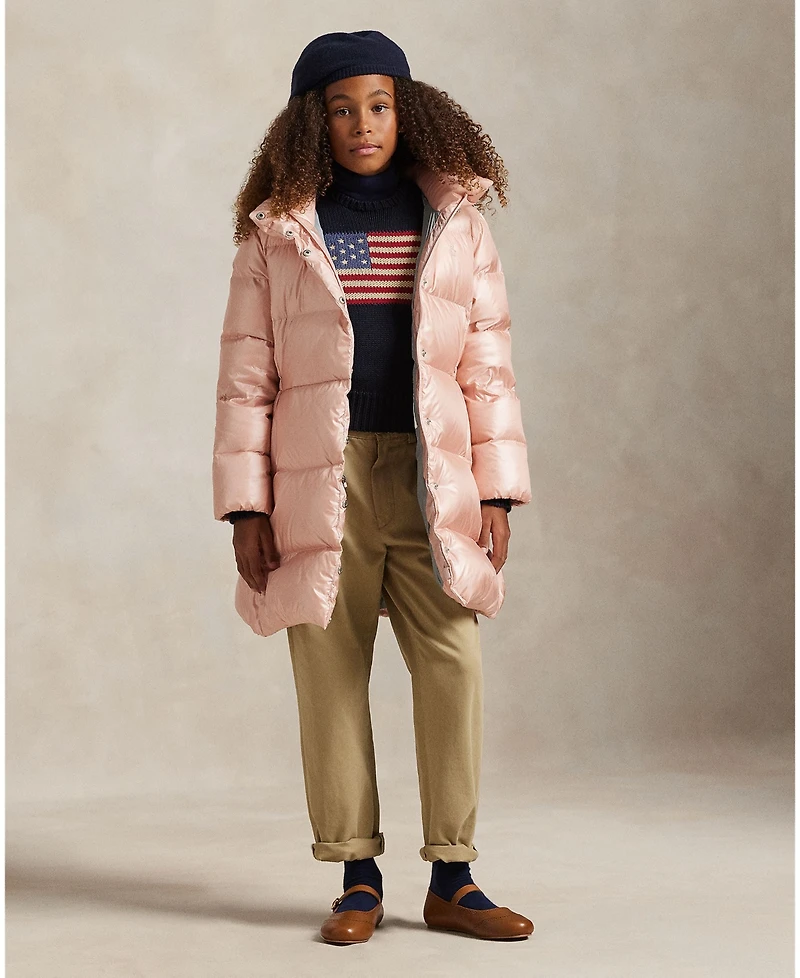 Polo Ralph Lauren Girls 7-16 Metallic Hooded Long Sleeves Jacket
