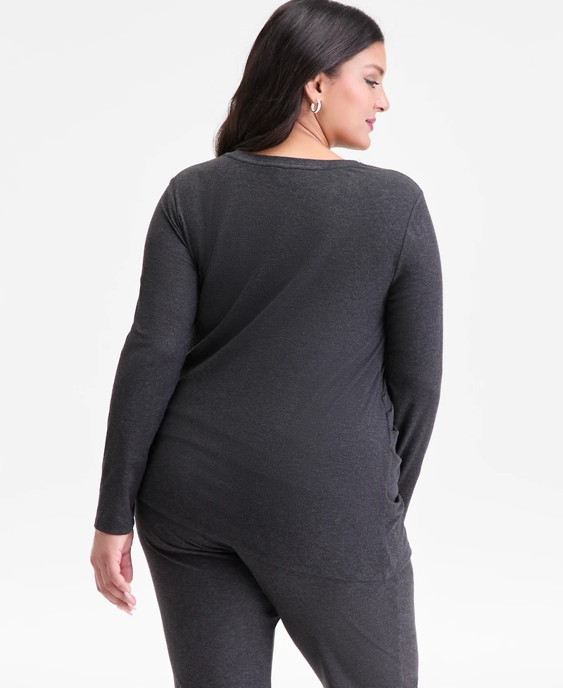 I.n.c. International Concepts Plus Ribbed Asymmetrical-Hem Top, Macy's Exclusive
