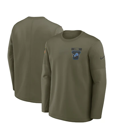 Nike Men's Olive Detroit Lions 2025 Salute to Service Coaches Therma-Fit Long Sleeve T-Shirt