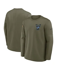 Nike Men's Olive Detroit Lions 2025 Salute to Service Coaches Therma-Fit Long Sleeve T-Shirt