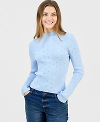 Madden Girl Juniors' Rhinestone Mock-Neck Sweater
