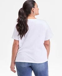 I.n.c. International Concepts Plus Cotton Floral-Soutache Top, Macy's Exclusive