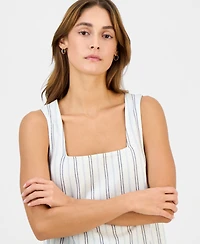 Hippie Rose Juniors' Square-Neck Linen Tank Top