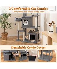 Gymax 71'' Tall Cat Tree for Indoor Cats Modern Multi-Level Cat Tower Activity Center