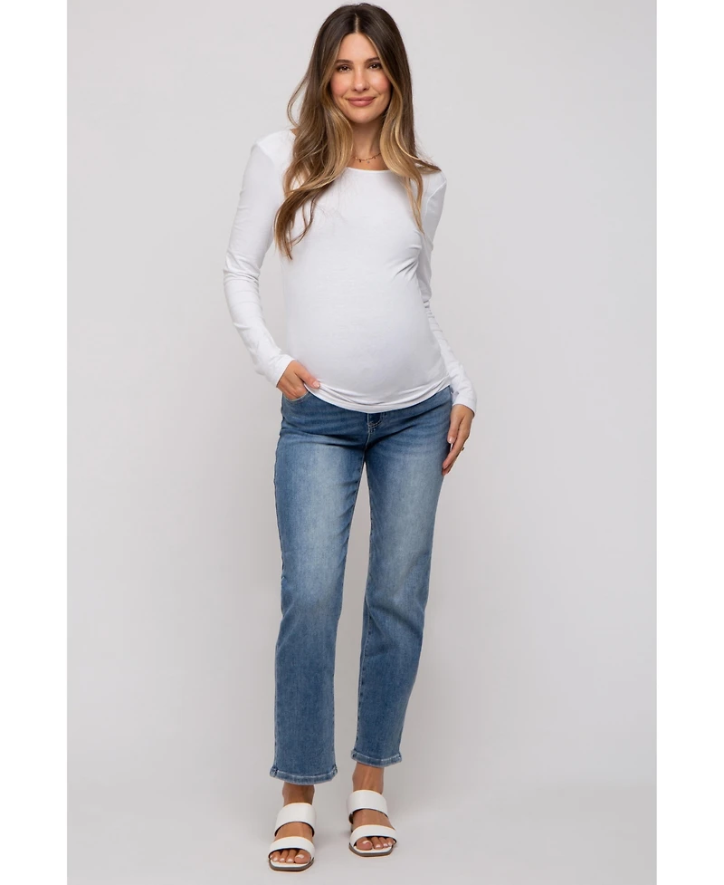 Pinkblush Blue Straight Crop Maternity Jeans