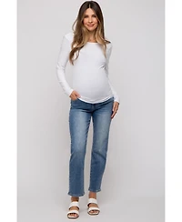 Pinkblush Blue Straight Crop Maternity Jeans