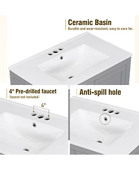 Lovmor 30inch Gray Bathroom Vanity with Single Sink Combo Cabinet Undermount Sink Bathroom Storage Cabinet with 2 Doors