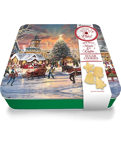 Original Gourmet Holiday Thomas Kinkade Christmas Festival Music Cookie Tin, 4 Piece