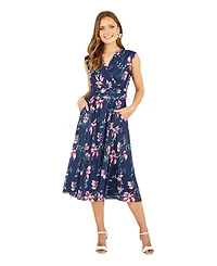 Yumi Women's Mesh Stretch Midi Dress With Pockets