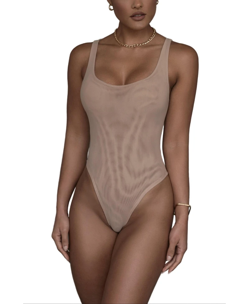Jluxlabel Women's Mesh Essentials Tank Bodysuit Undergarment