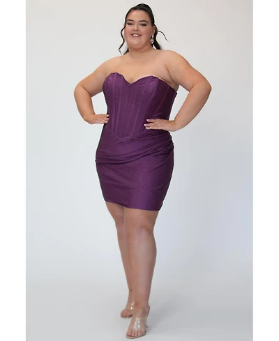 Sydney's Closet Women's Purple Strapless Corset Mini Dress