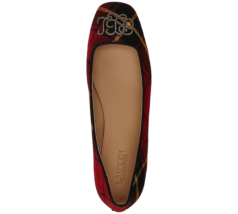 Lauren Ralph Women's Emellie Logo Plaid Ballet Flats
