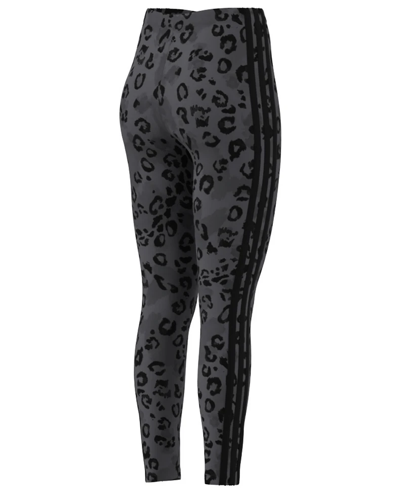 adidas Women's Leopard-Print Cotton-Blend High-Rise Leggings