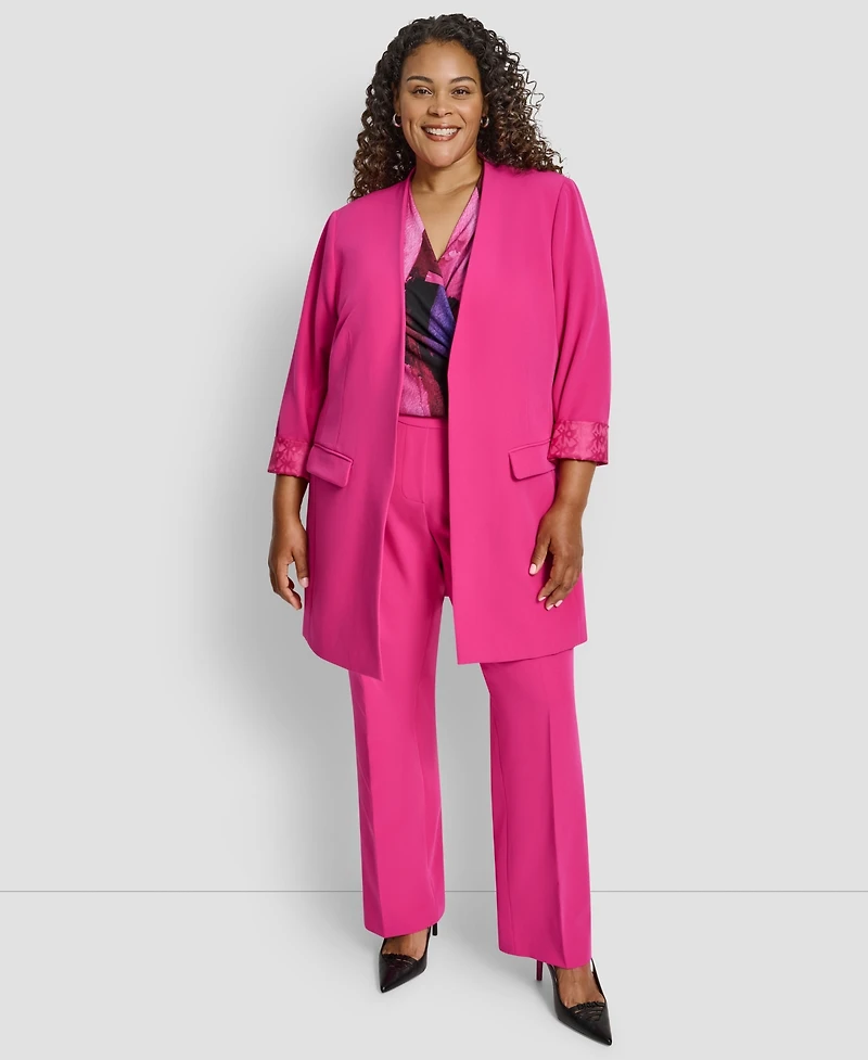 Dkny Plus Open Front Collarless Jacket