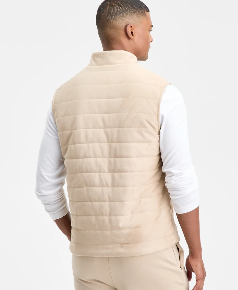 Alfani Men's Faux Suede Quilted Vest, Macy's Exclusive