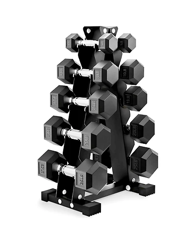 BalanceFrom Dumbbell Set with Stand, Rubber Encased Home Gym Hand Weights, 150lb