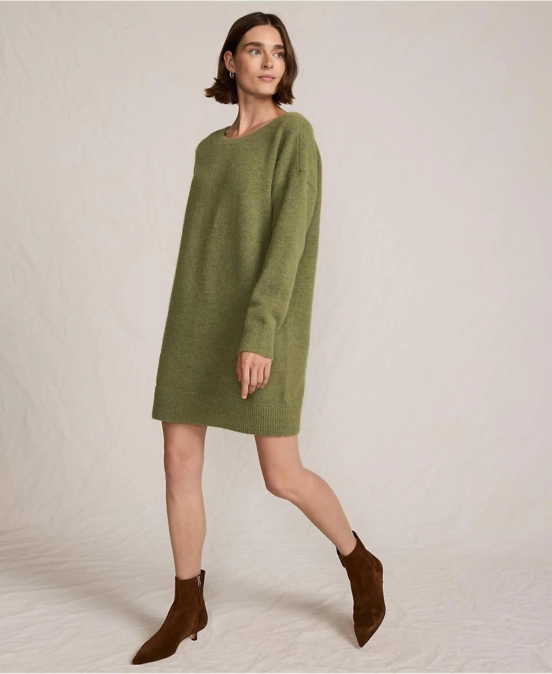 Lands' End Women's Fuzzy Bow Back Mini Sweater Dress