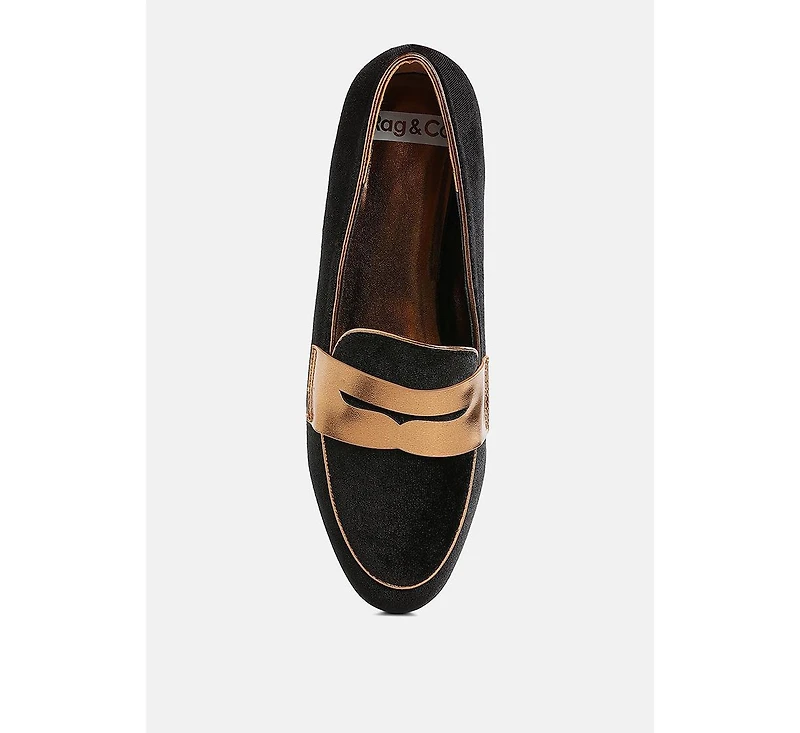 London Rag Malta Penny Strap Velvet Loafers Women