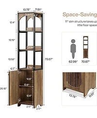 Tribesigns 6-Tier Kitchen Pantry Cabinet,70.87" Tall Narrow Bookshelf with Louvered Door Cabinet