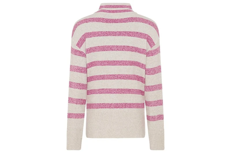 Olsen Striped 1/4 Zip Mock Neck Sweater