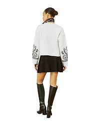 Yumi Women's Knitted Folk Edge To Cardi