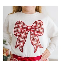 Sweet Wink Baby Girls Christmas Plaid Bow Patch Sweatshirt