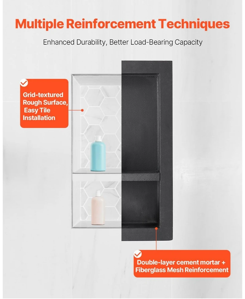 Slickblue Recessed Shower Niche Wall Shelf for Bathroom Storage and Organization